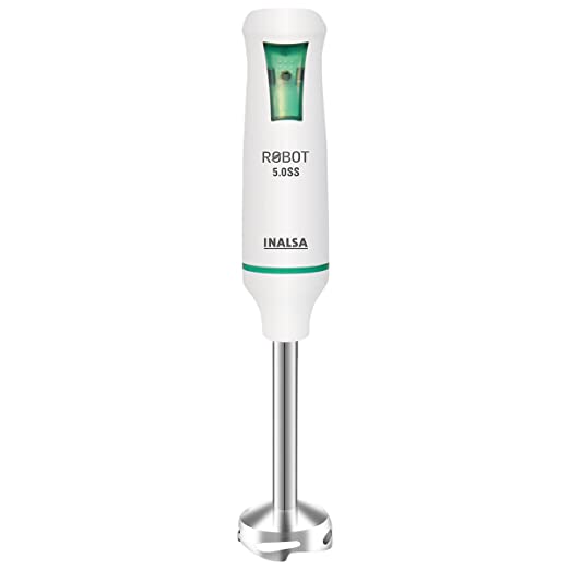 INALSA HAND BLENDER Robot 5.0 SS with Powerful Super Silent 500 Watt DC Motor| Stainless Steel Blade & Detachable Stem|2 Year Warranty INALSA HAND BLENDER Robot 5.0 SS with Powerful Super Silent 500 Watt DC Motor| Stainless Steel Blade & Detachable Stem|2 Year Warranty